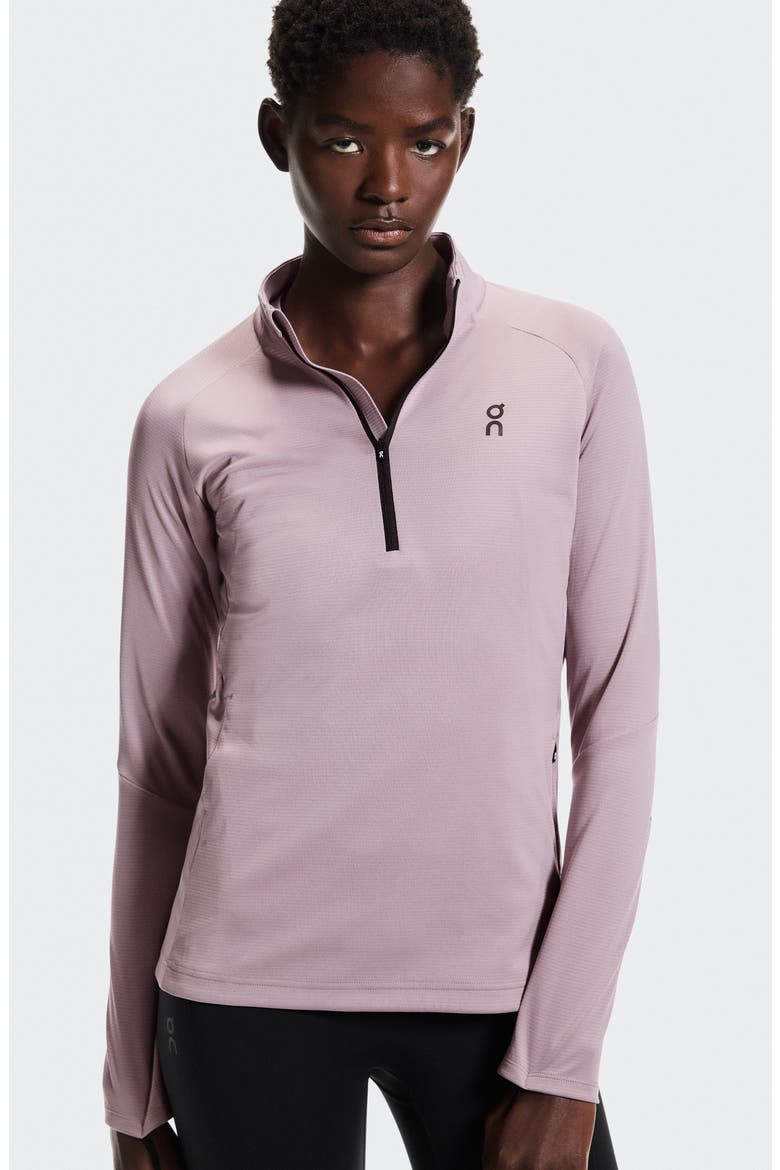 Climate Quarter Zip Running Top, Alternate, color, HERON