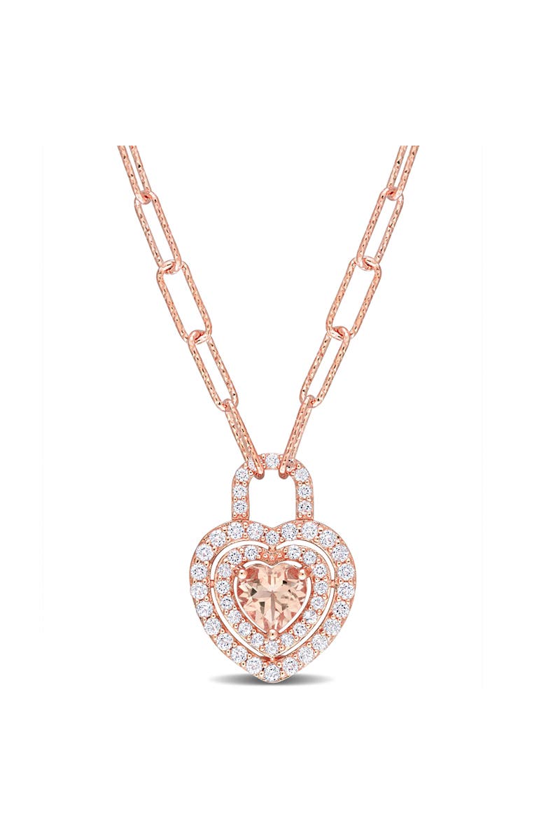 Julianna B. Morganite & White Topaz Heart Necklace, Main, color, Morganite