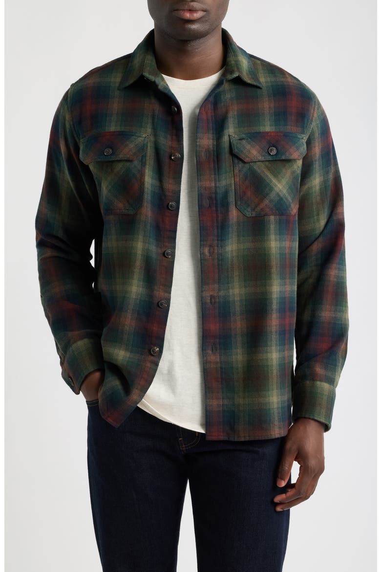 Burnside Flannel Shirt, Main, color, GREEN MULTI PLAID