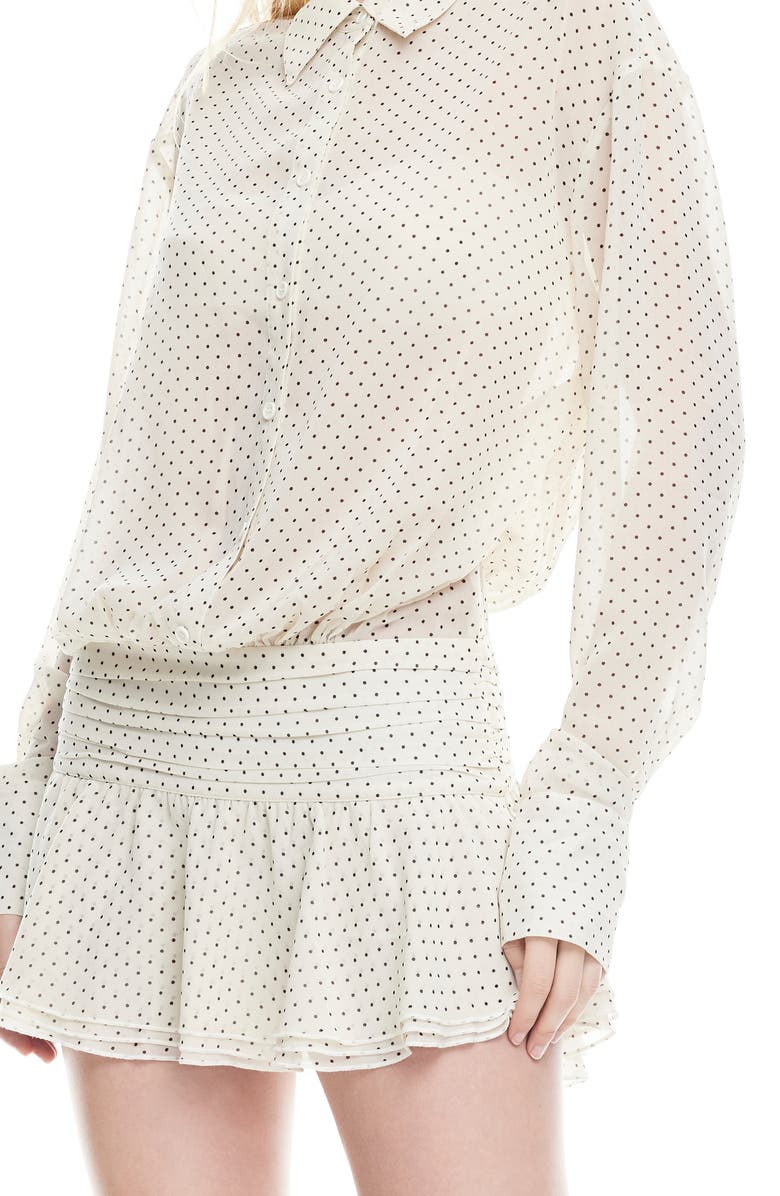 LIONESS Girls, Girls, Girls Polka Dot Long Sleeve Minidress, Alternate, color, Porcelain Polka