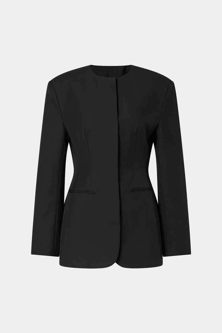 Carol Collarless Wool Silk Blazer, Alternate, color, Black