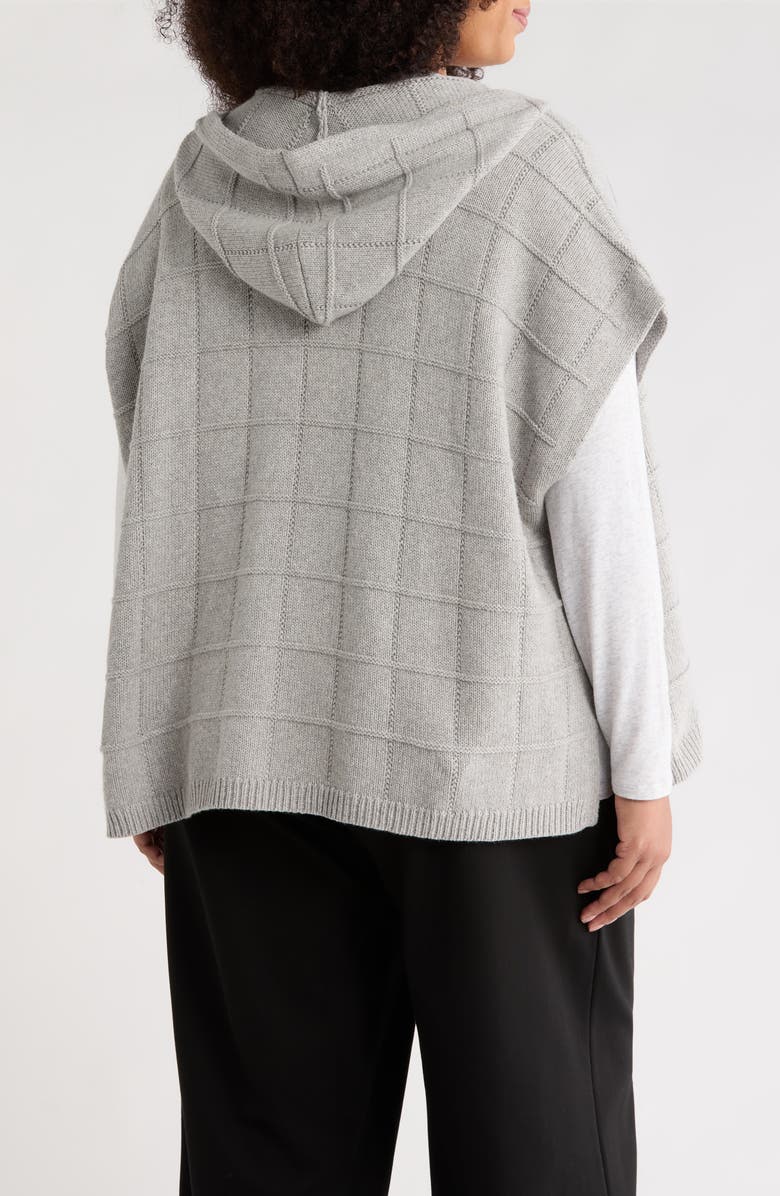 Eileen Fisher Hooded Open Front Cotton & Recycled Cashmere Poncho, Alternate, color, Dark Pearl