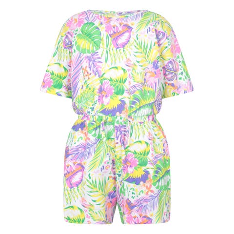 Childrens/Kids Poppy Leaf Print Playsuit