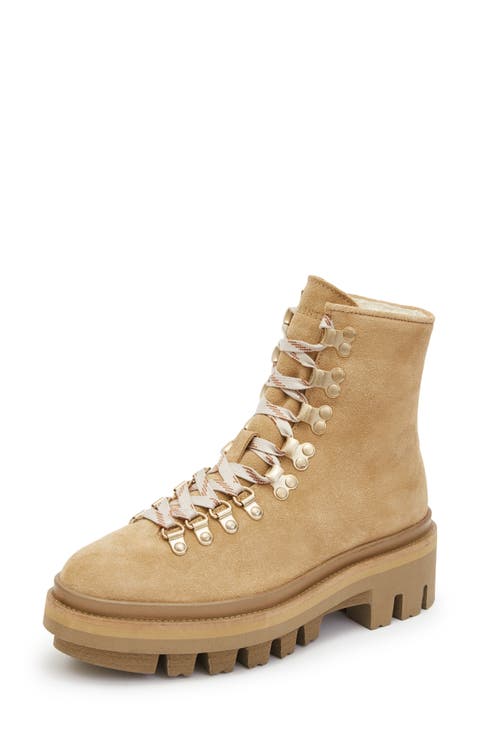 Wanda Genuine Shearling Lug Sole Combat Boot (Women)