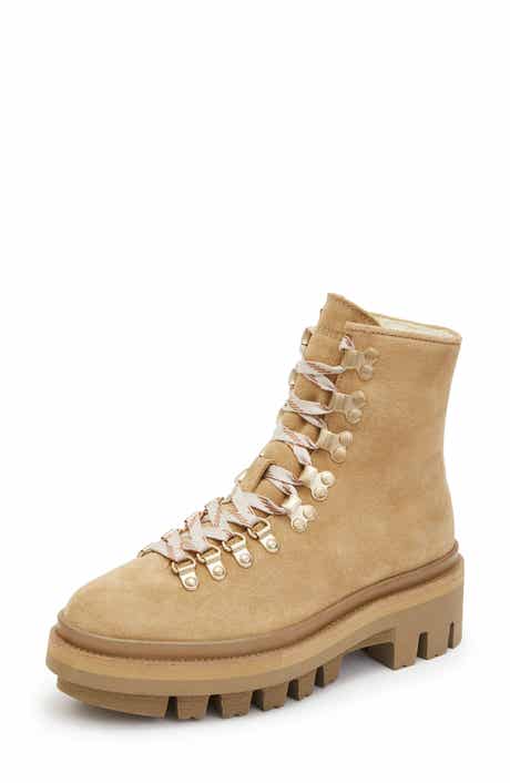 AllSaints Wanda Genuine Shearling Lug Sole Combat Boot