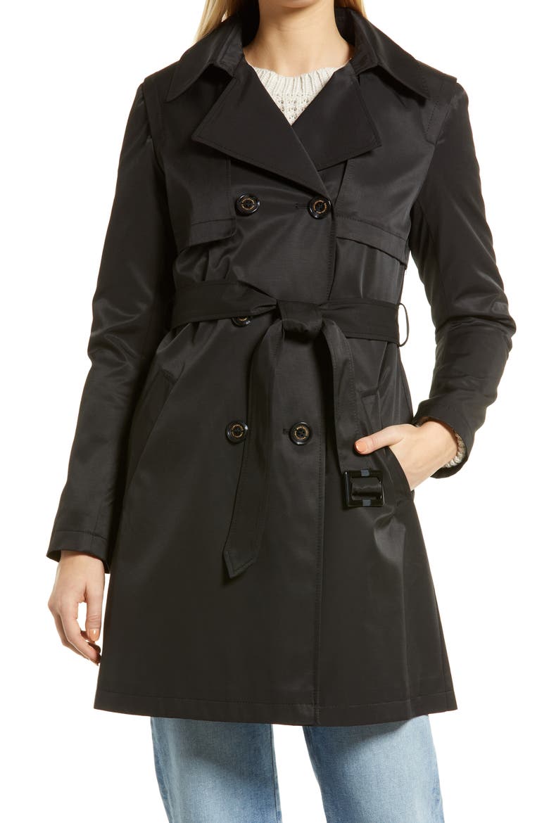 Water Repellent Trench Coat, Alternate, color, BLACK