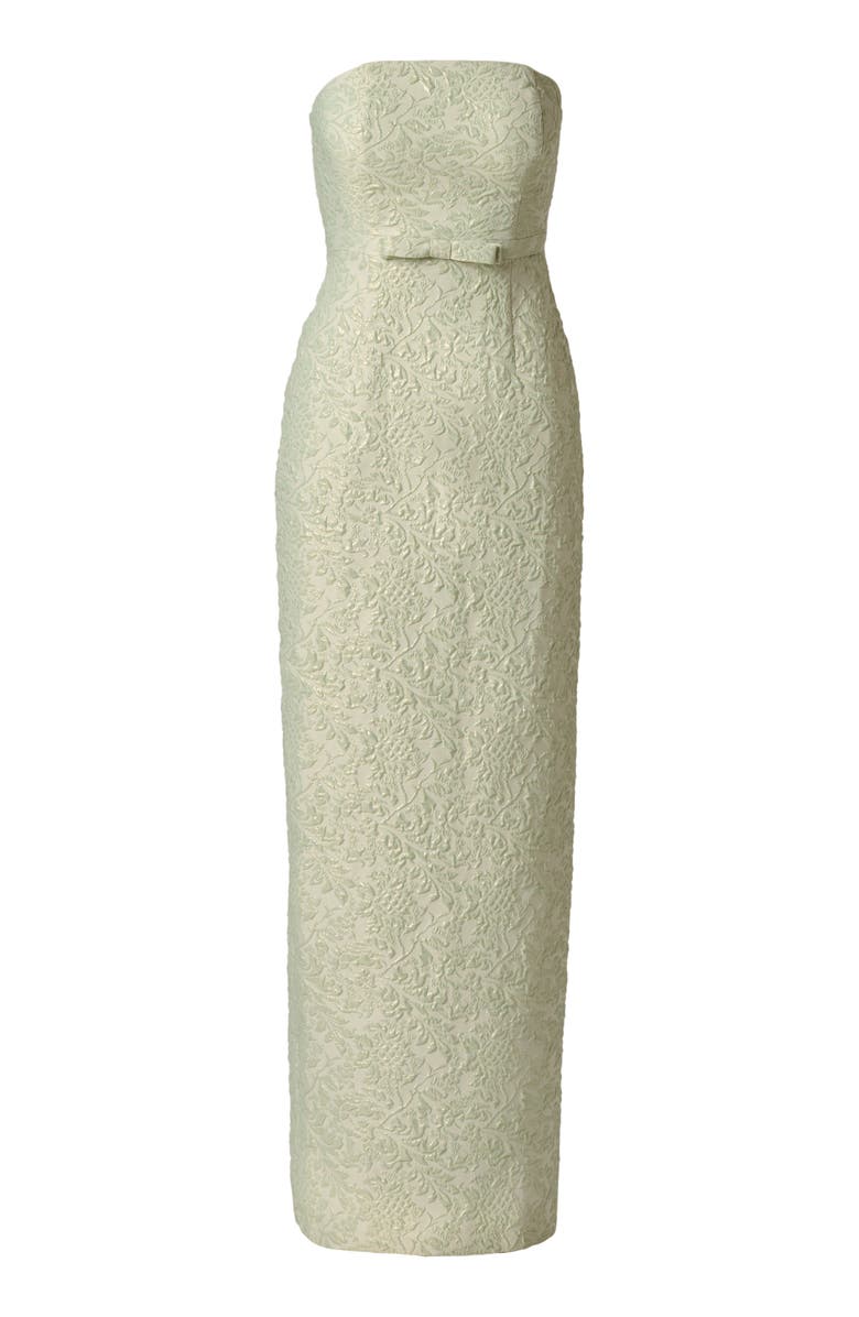 Adrianna Papell Glitter Jacquard Strapless Gown, Alternate, color, Mint Glaze