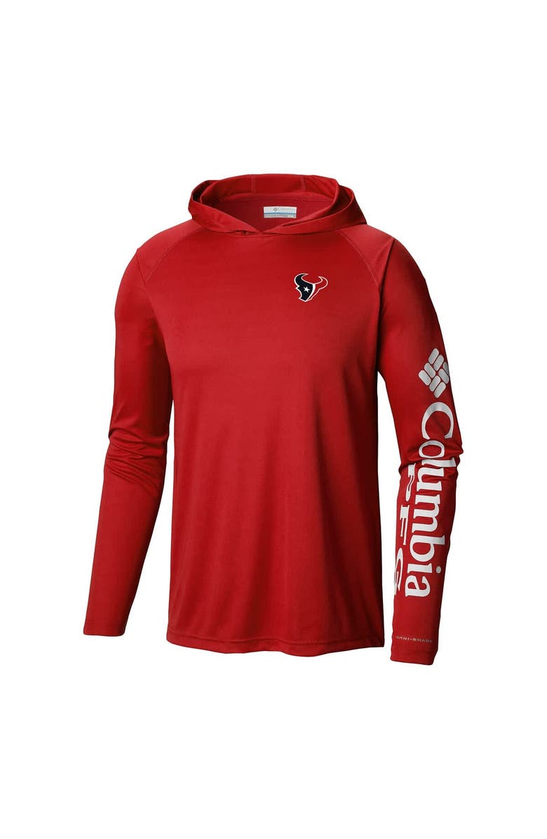 Columbia Men's Columbia Red Houston Texans Terminal Tackle Long Sleeve Hoodie T-Shirt, Alternate, color, 