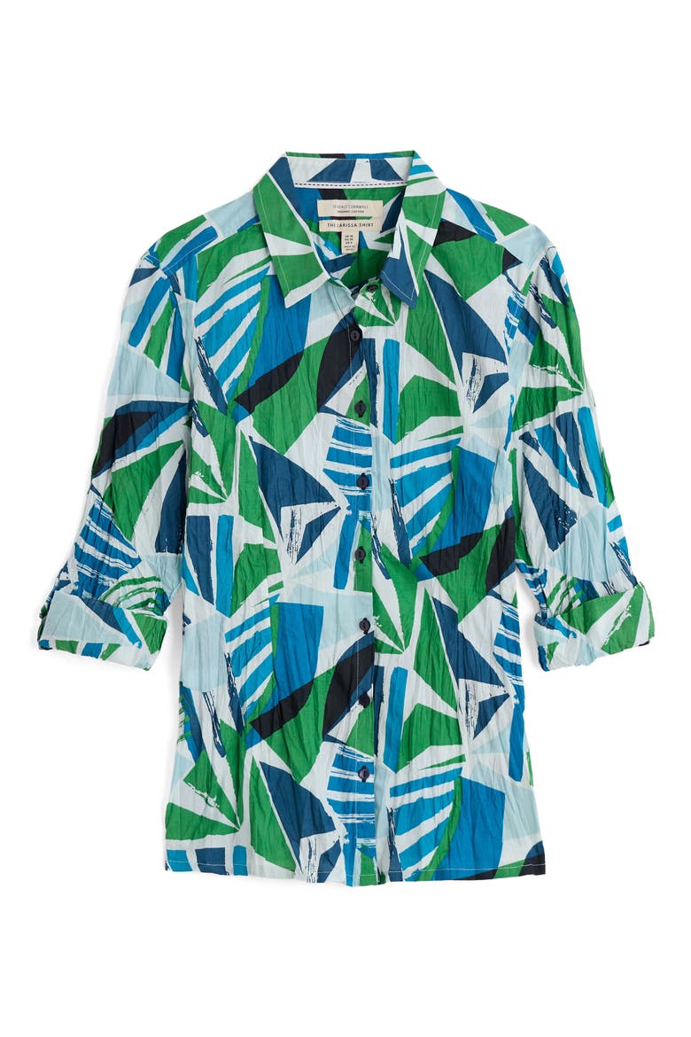 Larissa Abstract Print Organic Cotton Button-Up Shirt, Alternate, color, SPINNAKER SAILS HEDGEROW
