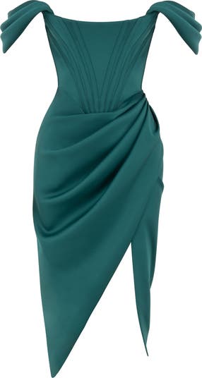 Loretta Off the Shoulder Satin Corset Dress