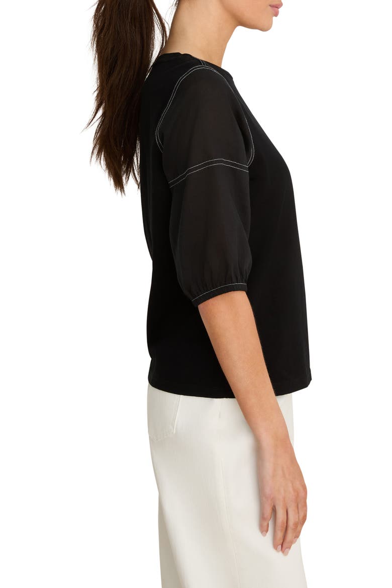 Puff Sleeve Cotton T-shirt, Alternate, color, BLACK ONYX