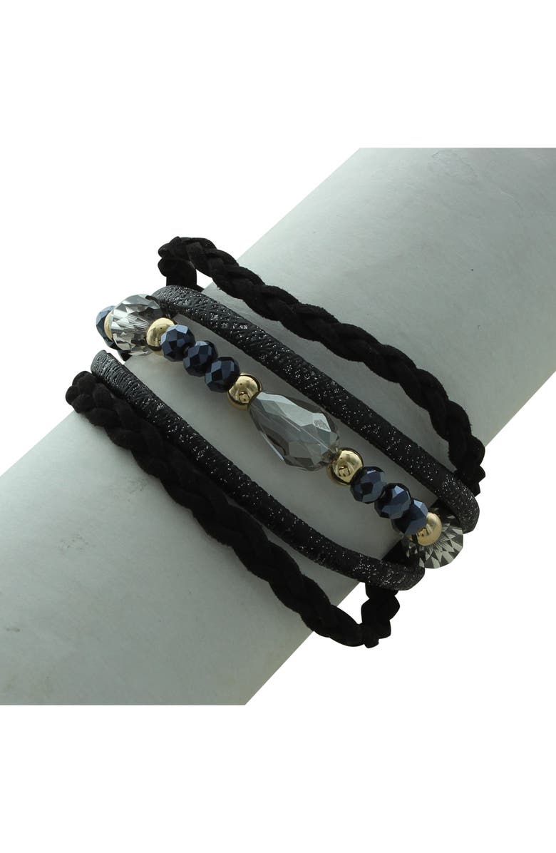 OLIVIA WELLES Eva Faux Stack Magnetic Bracelet, Alternate, color, Gold / Black