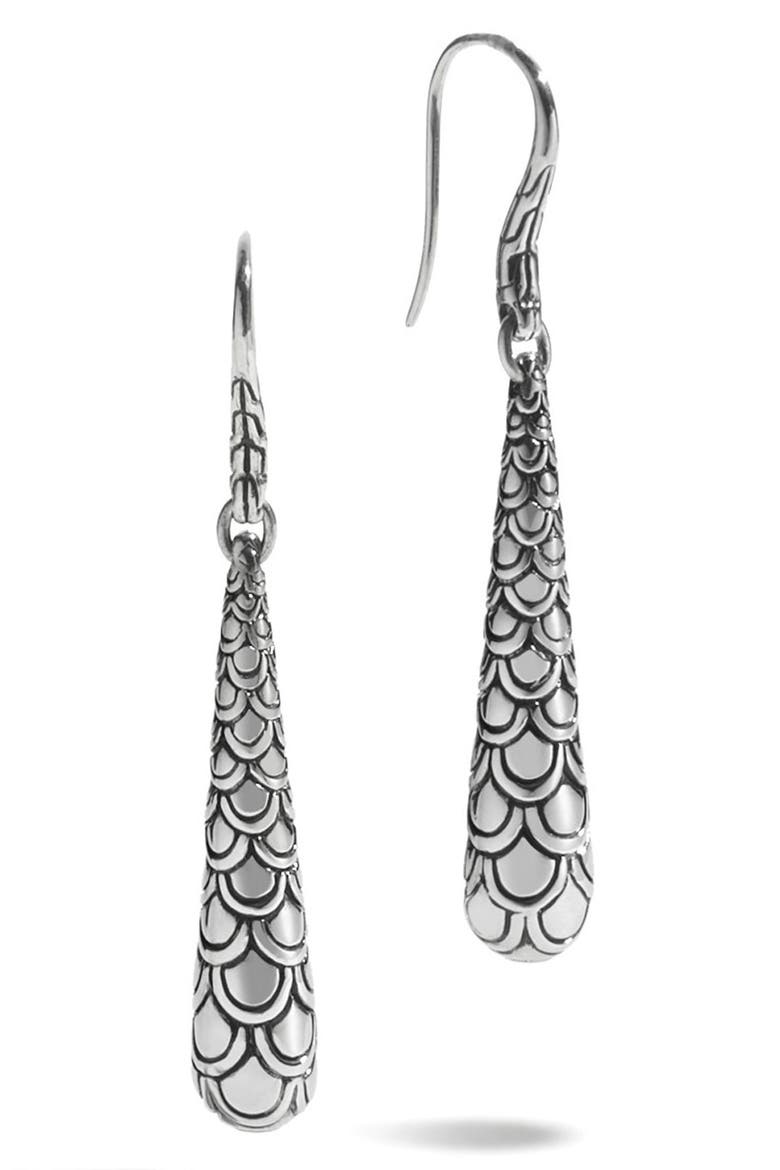 'Naga' Scale Drop Earrings, Main, color, SILVER