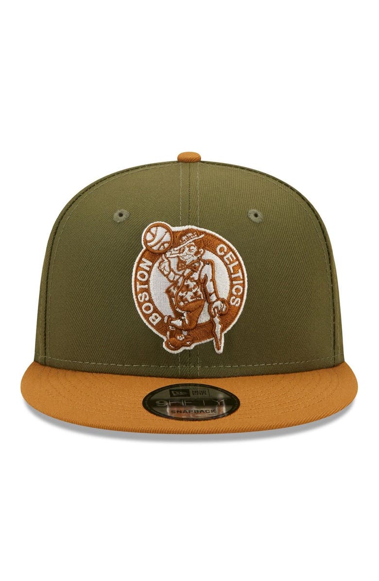 New Era Men's New Era Olive/Brown Boston Celtics Two-Tone Color Pack 9FIFTY Snapback Hat, Alternate, color, 