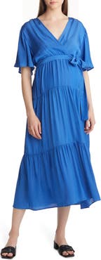 Angel Maternity Crossover Faux Wrap Maternity Maxi Dress