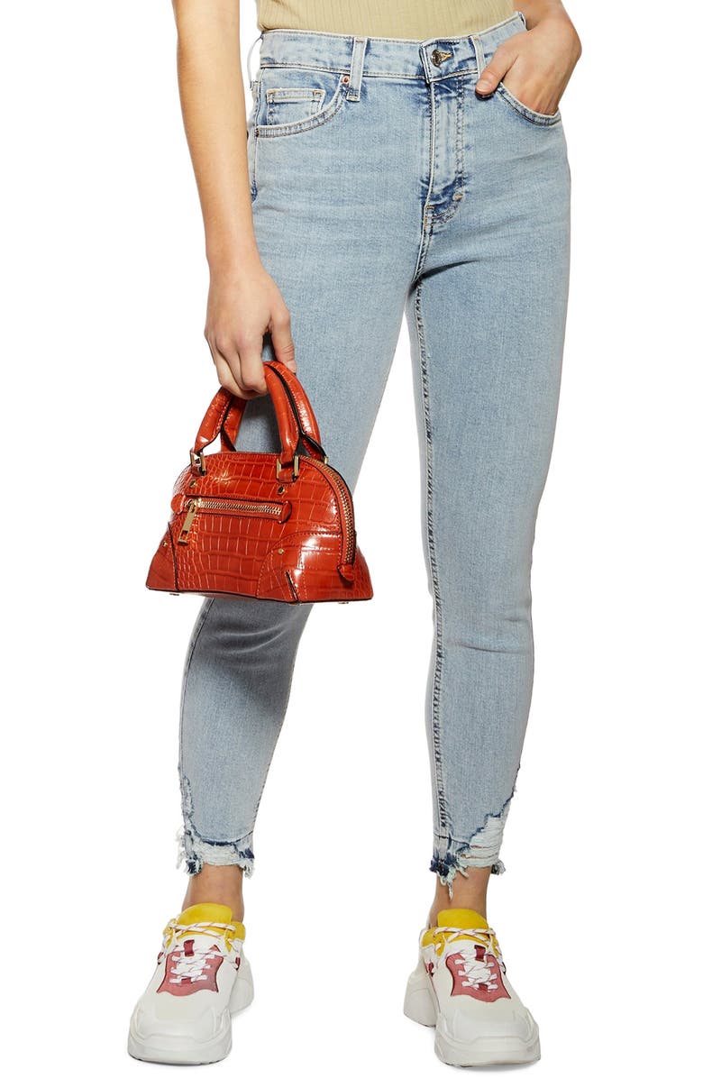 Topshop Jamie High Waist Ripped Hem Jeans, Main, color,