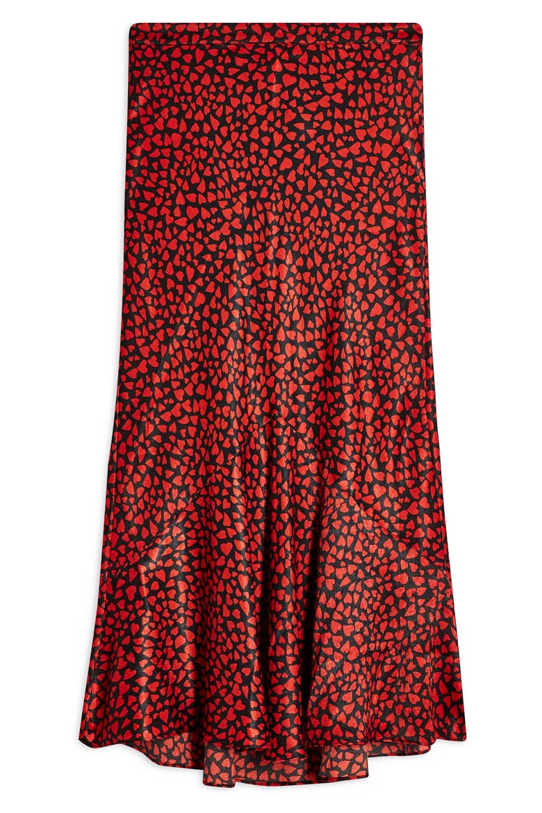Heart Satin Flounce Midi Skirt, Alternate, color, RED MULTI