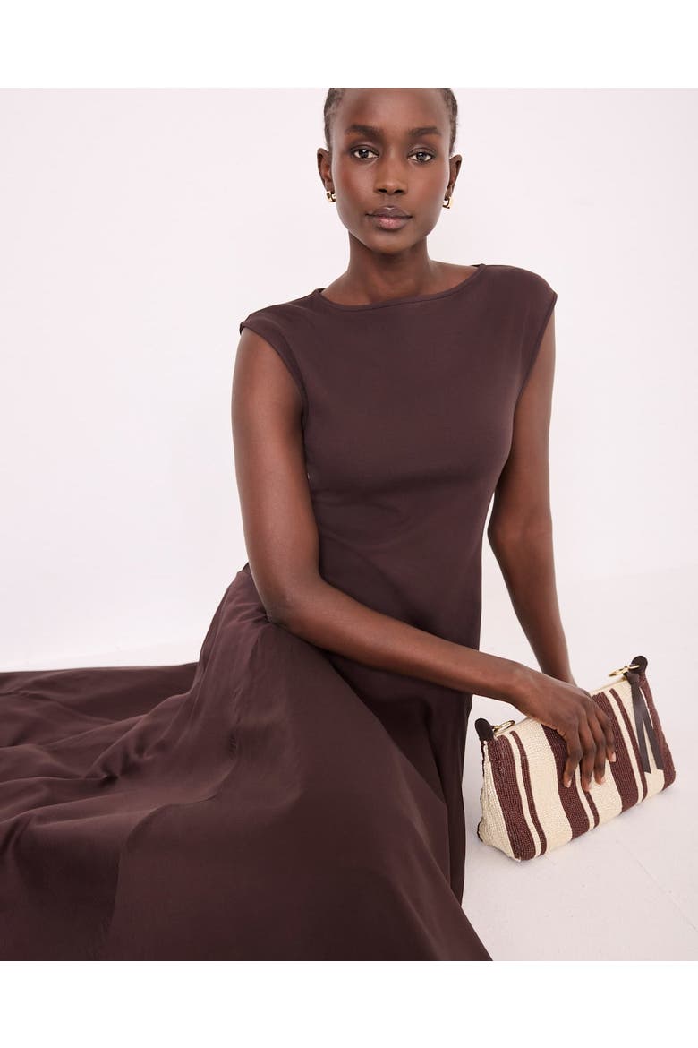 Sleeveless Midi Dress, Alternate, color, Brown