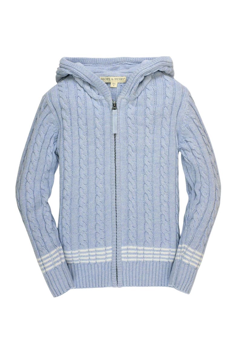 Boys' Zip-Up Textured Sweater, Kids, Alternate, color, Light Blue Heather Cable