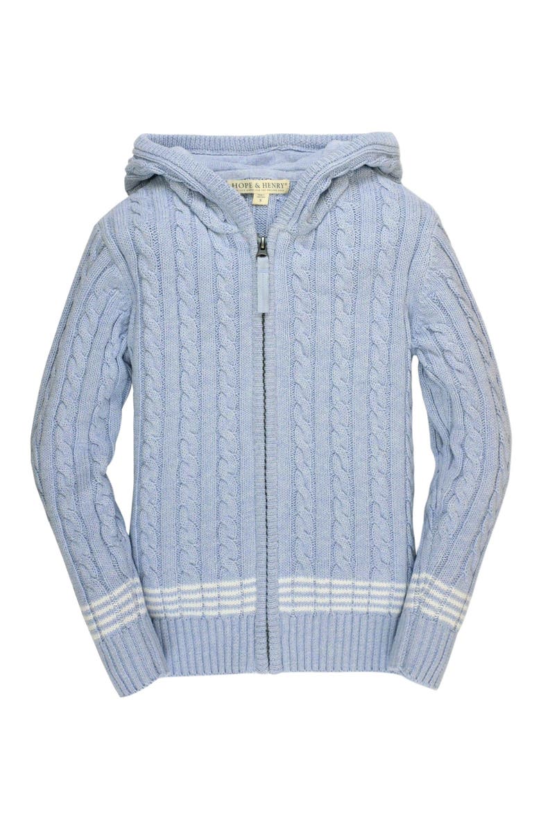 Hope & Henry Boys' Zip-Up Textured Sweater, Kids, Alternate, color, Light Blue Heather Cable