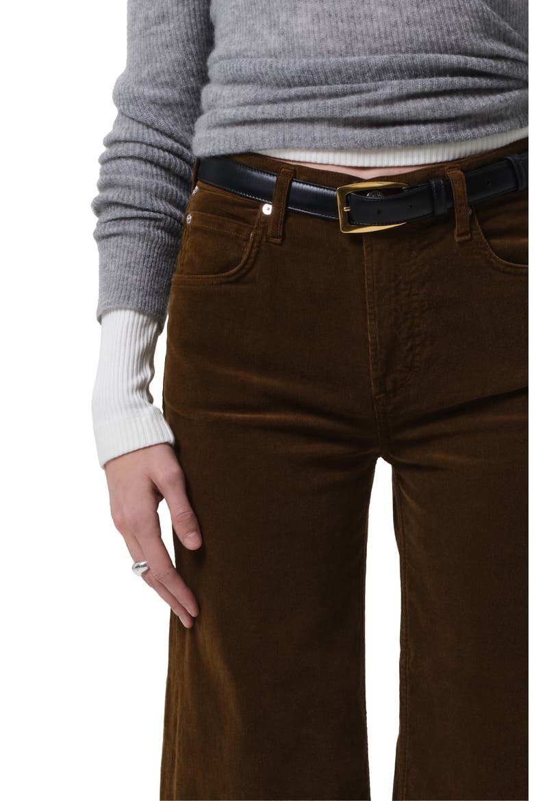 Lyra Raw Hem Ankle Wide Leg Corduroy Pants, Alternate, color, MANUKA BRONZE