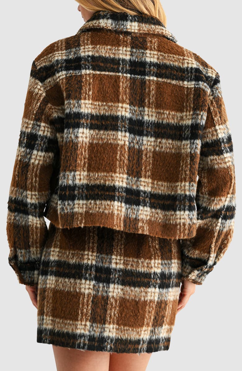 All in Favor Plaid Crop Jacket, Alternate, color, Brown Navy