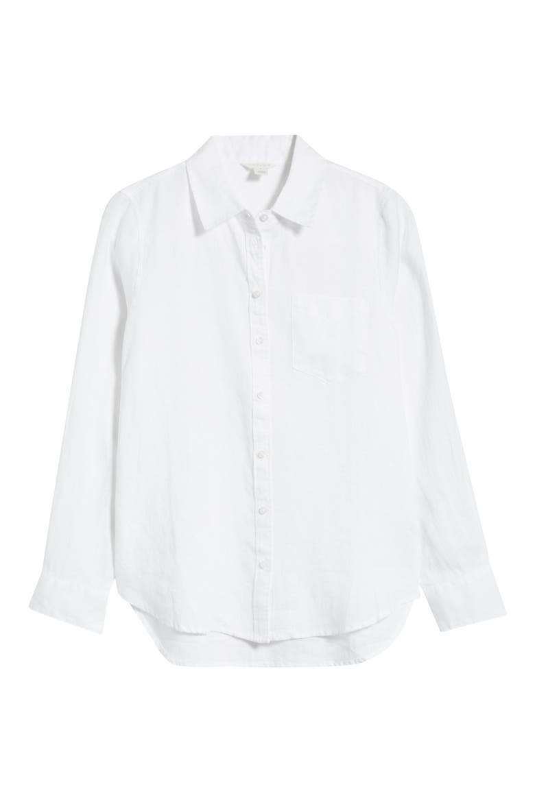 Casual Linen Button-Up Shirt, Alternate, color, WHITE