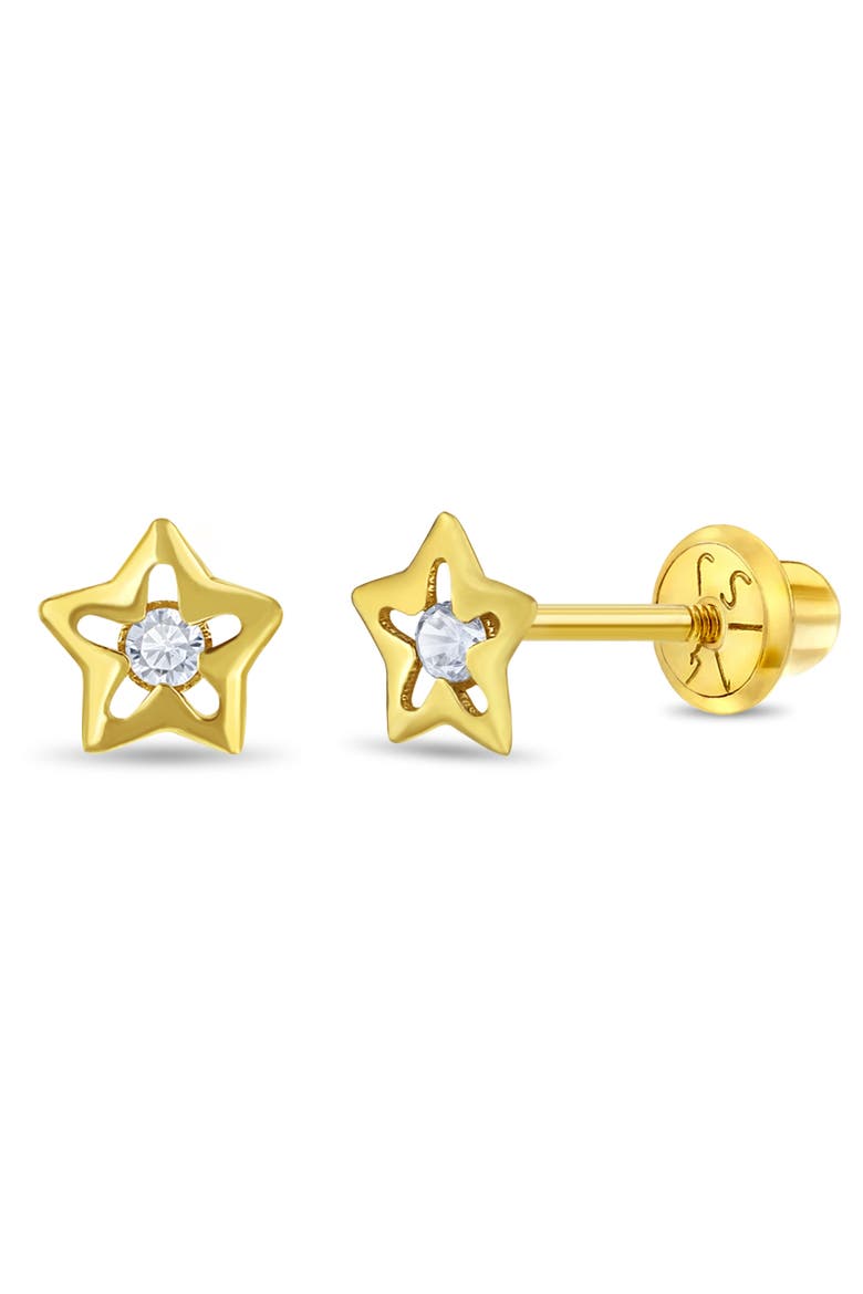 14k CZ Star Earrings, Main, color, Gold