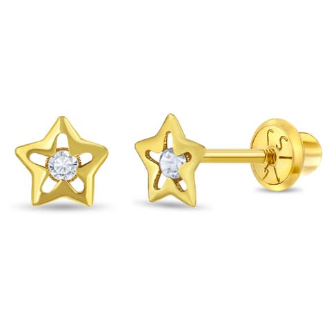14k CZ Star Earrings