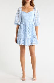 SUGARLIPS Sequin Detail Cotton Eyelet Babydoll Dress