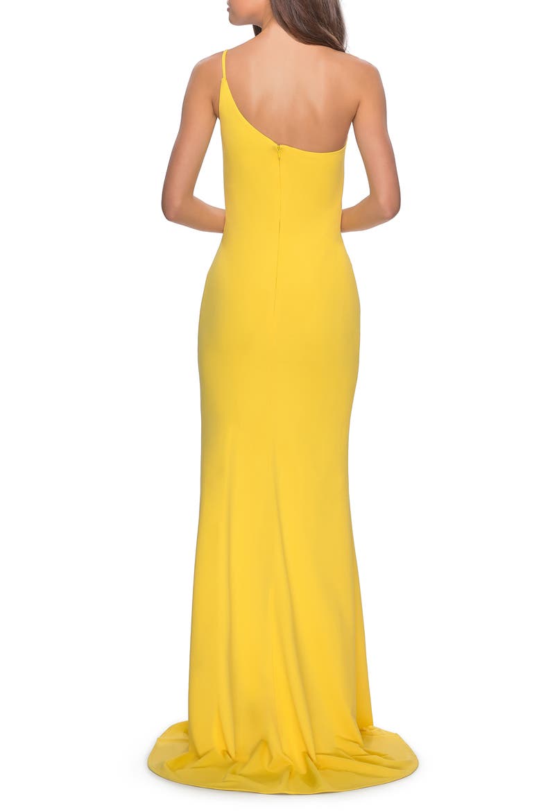 One Shoulder Long Jersey Homecoming Dress, Alternate, color, YELLOW