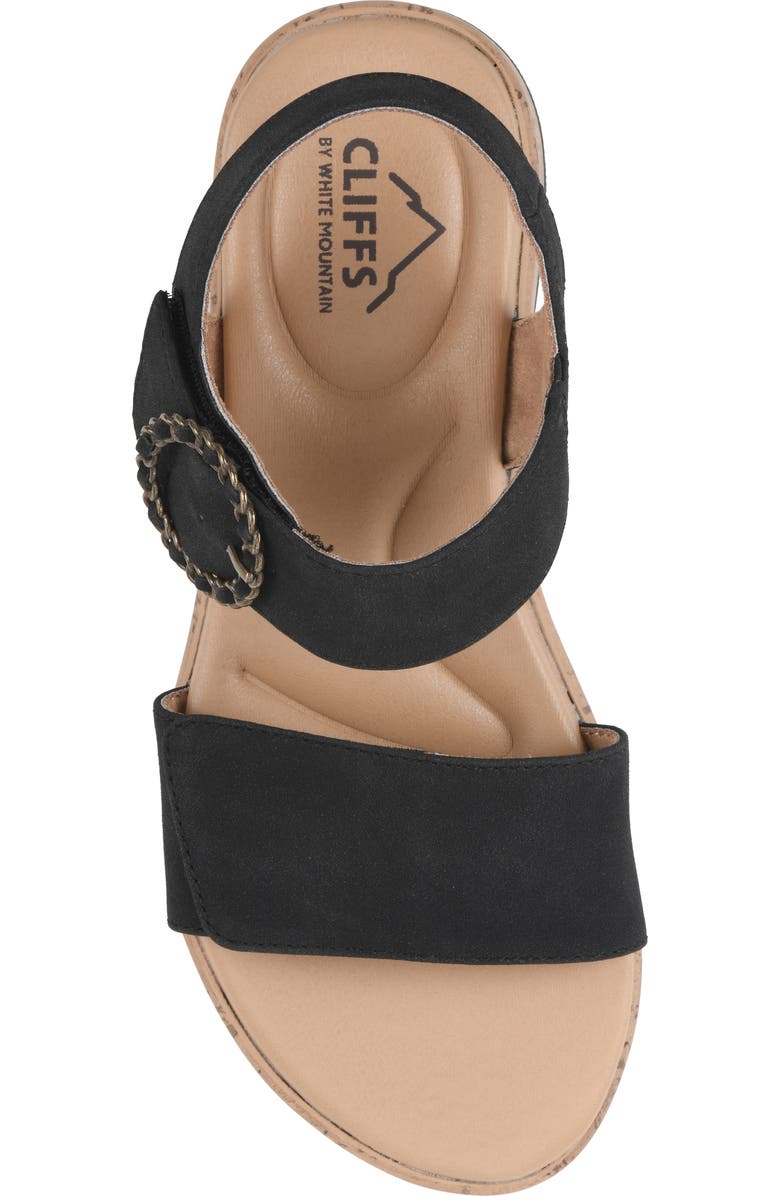 CLIFFS BY WHITE MOUNTAIN Bonique Corck Wedge Sandal, Alternate, color, Black/ Sueded/ Smooth