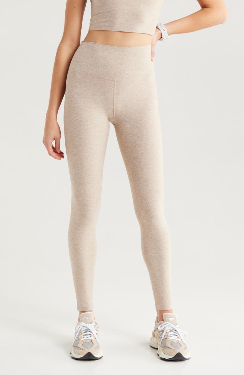 Zella Renew Mélange High Waist Leggings, Main, color, Tan Thread Melange