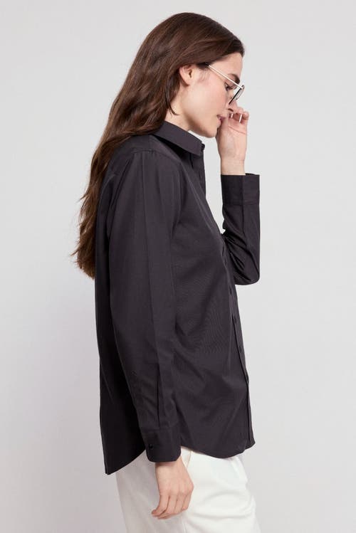 The Shirt By Rochelle Behrens The Jet Set Boyfriend Shirt In Black