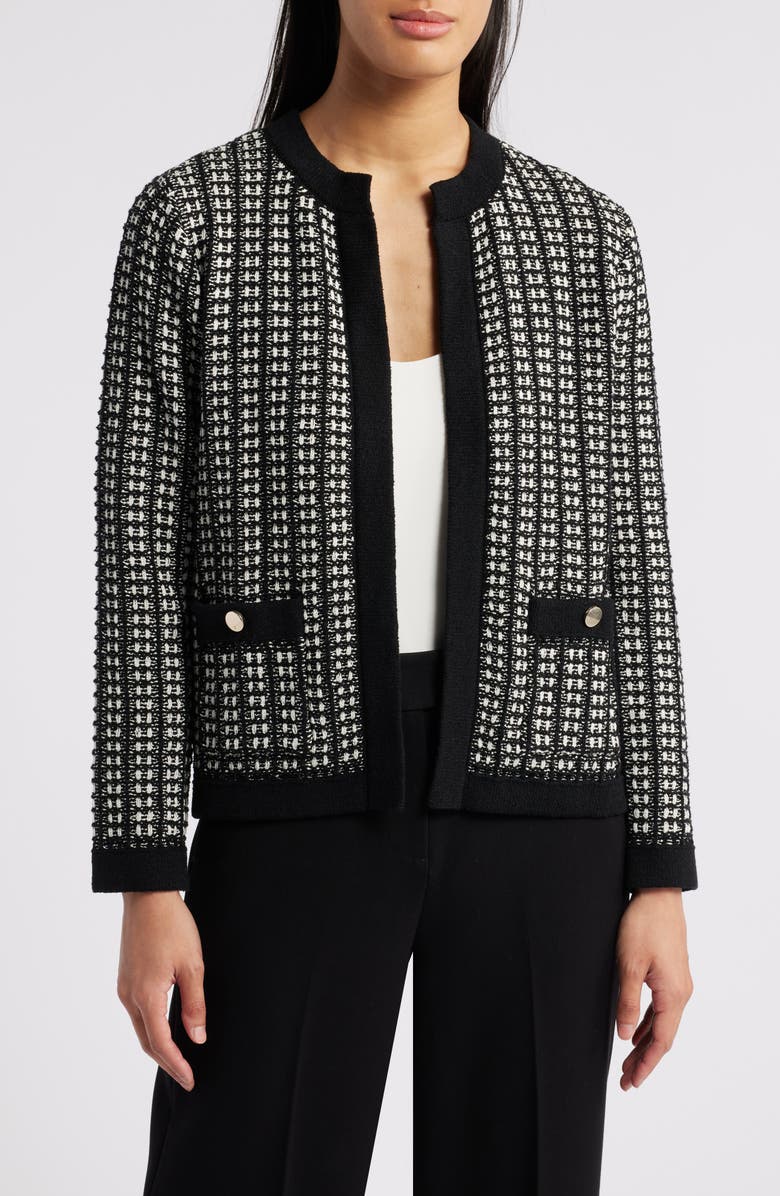Anne Klein Kissing Textured Open Front Cardigan, Main, color, 