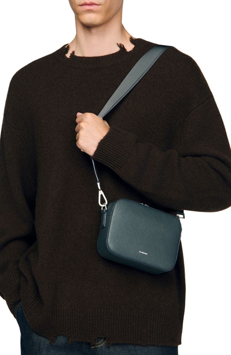 SANDRO Small reconstituted leather bag, Alternate, color, Steel