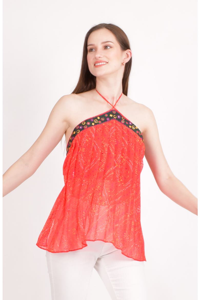 Ava Embroidered Halter Top, Main, color, Red