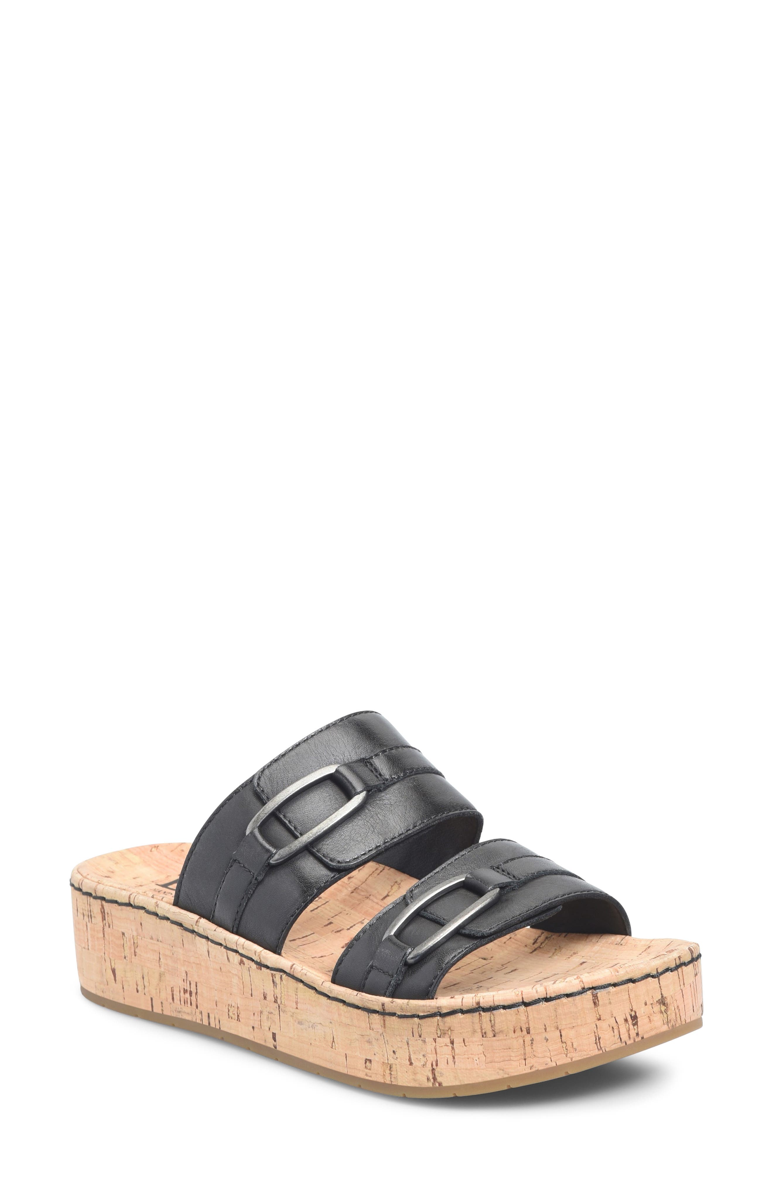 Solina Platform Wedge Slide Sandal, Main, color, BLACK LEATHER