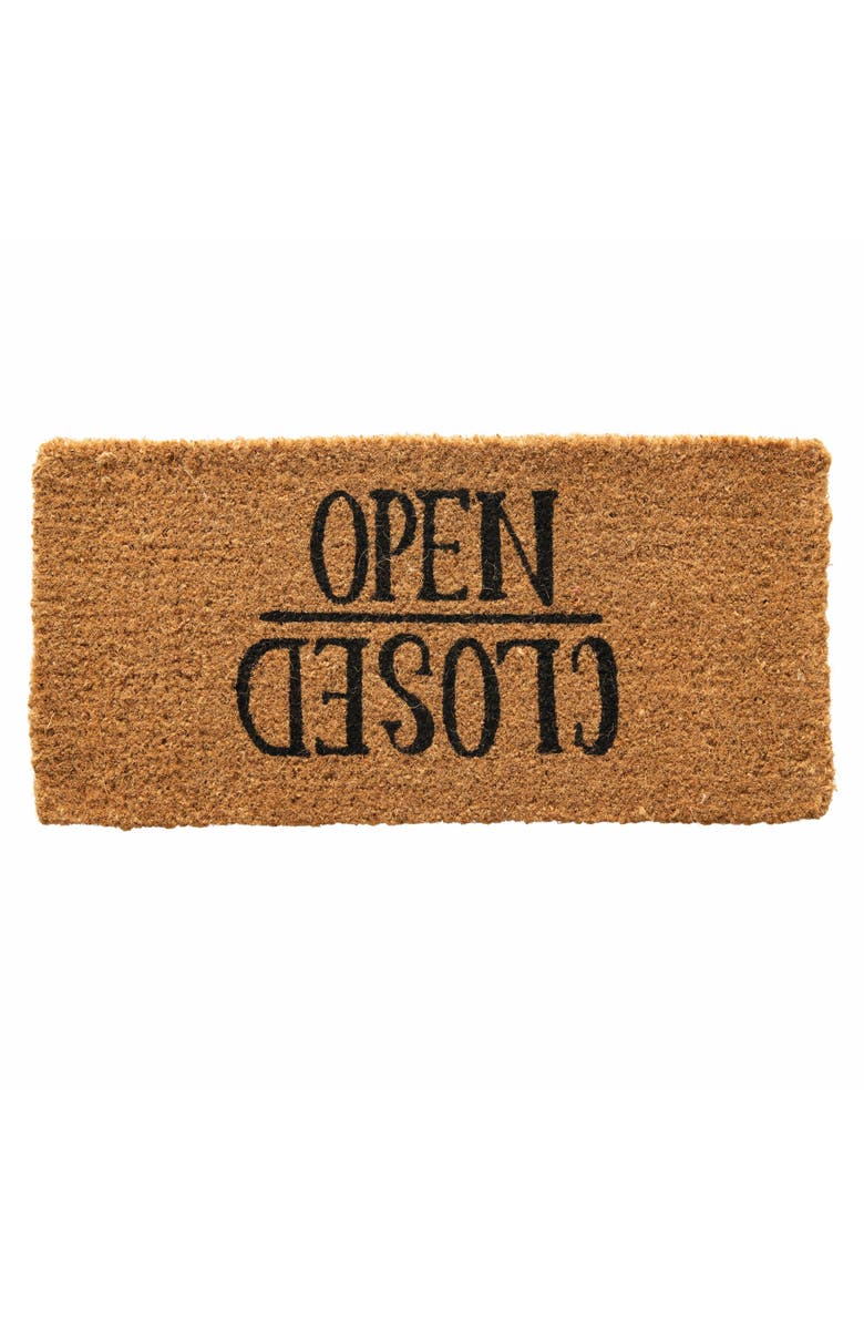 Storied Home "Open/Closed" Natural Coir Doormat, Main, color, Natural