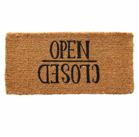 "Open/Closed" Natural Coir Doormat
