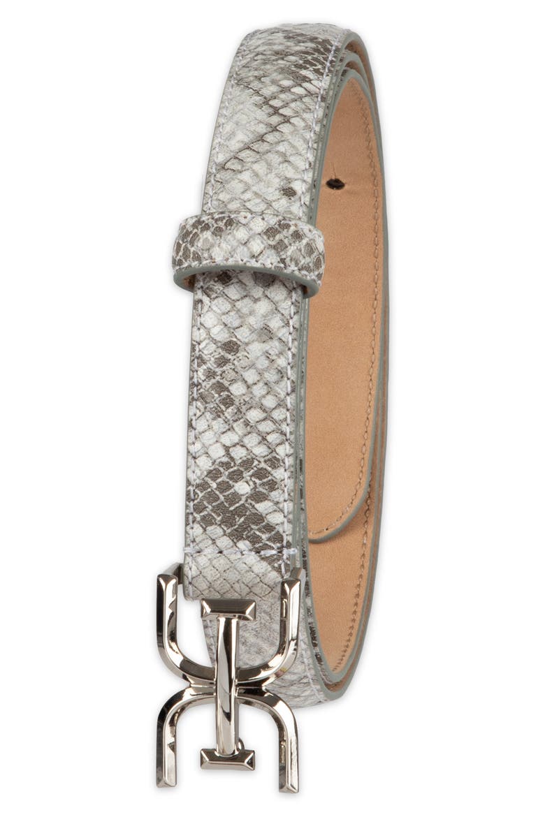 Feather Edge Patent Leather Belt, Alternate, color, GREY/ WHITE