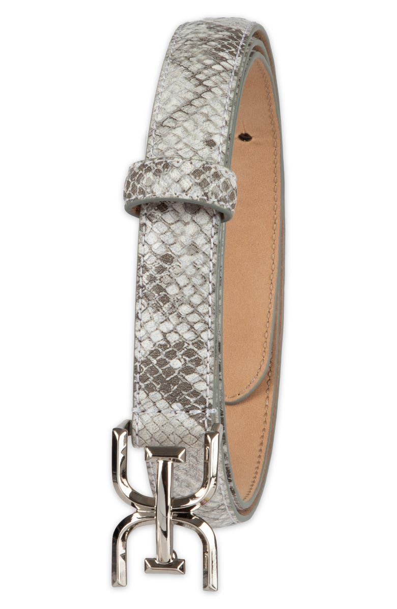 Sam Edelman Feather Edge Patent Leather Belt, Alternate, color, Grey/ White