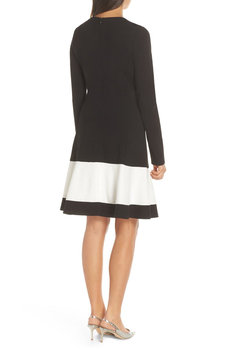 Eliza J Colorblock Stripe Fit & Flare Dress, Alternate, color,