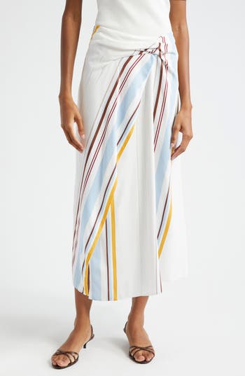 Shop A.l.c . Clara Variegated Stripe Midi Skirt In White Stripe