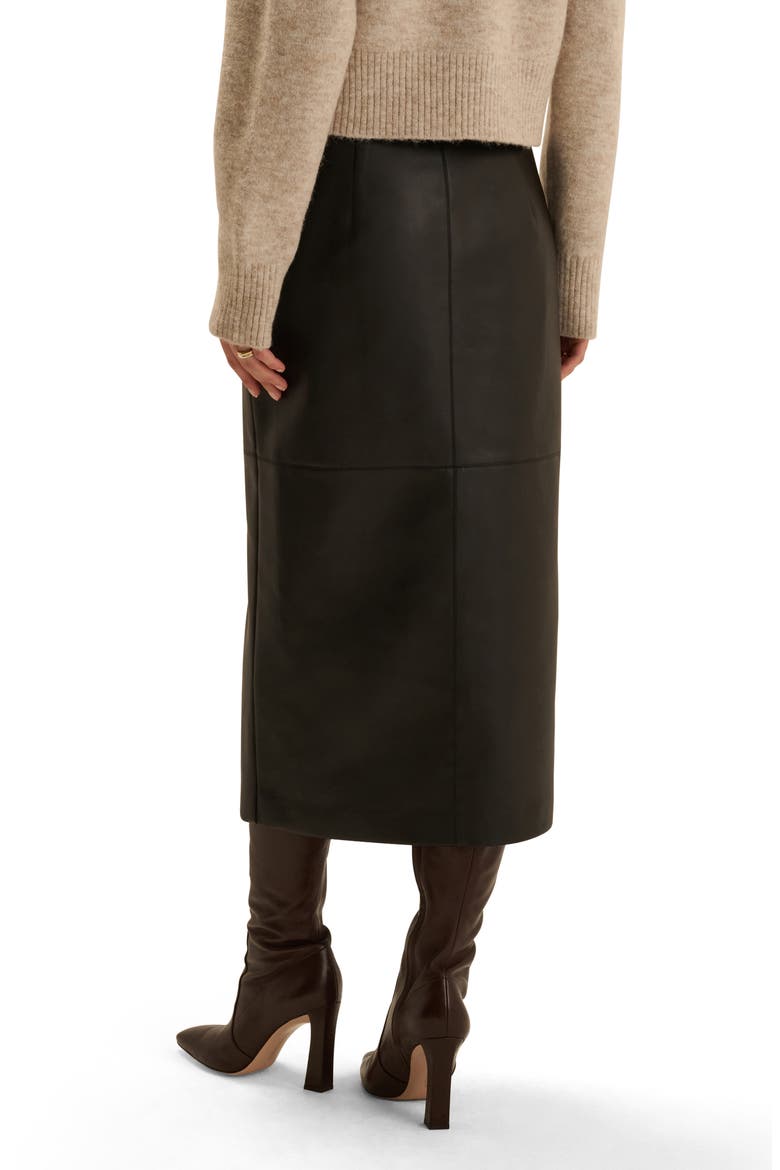 The Meyer Faux Leather Midi Skirt, Alternate, color, BLACK