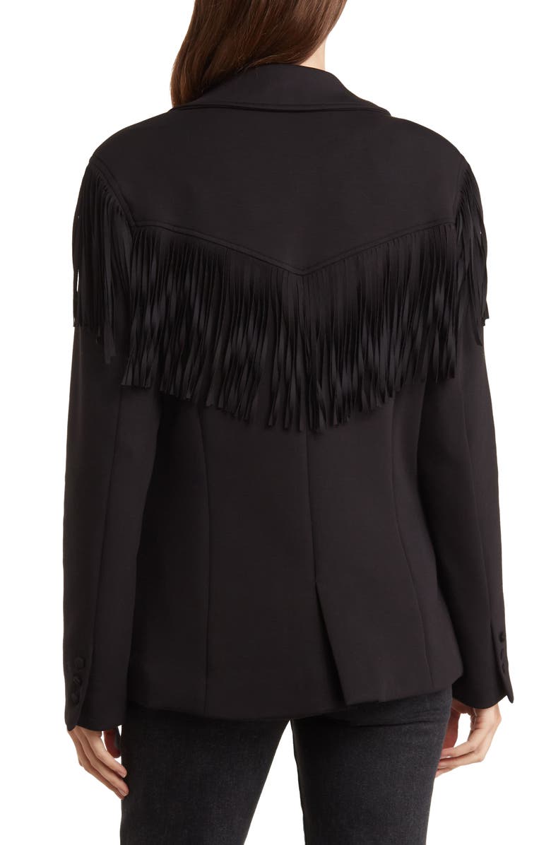 BLANKNYC Fringe Trim Ponte Blazer, Alternate, color,