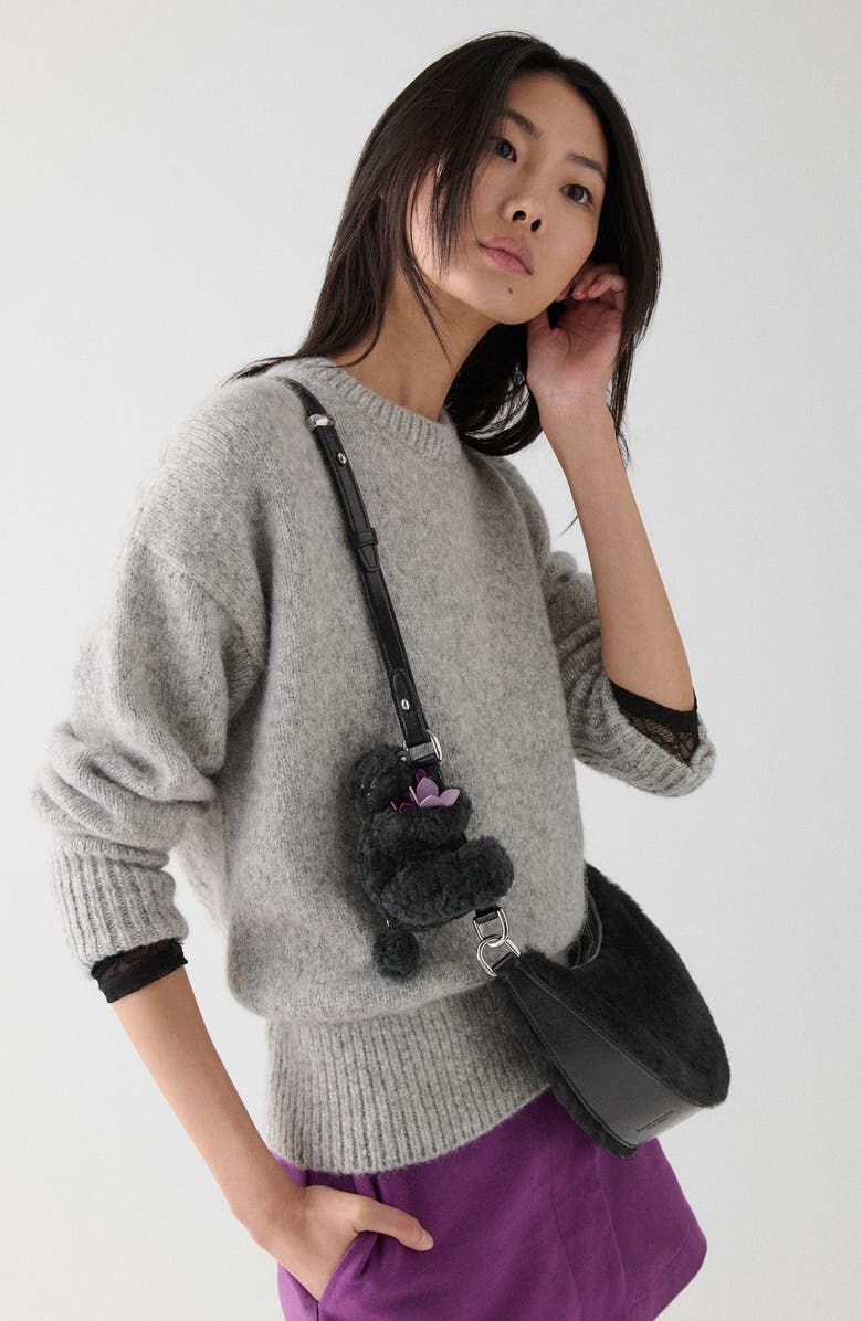 Kate Spade New York duo genuine shearling crossbody bag with bear zip pouch, Alternate, color,