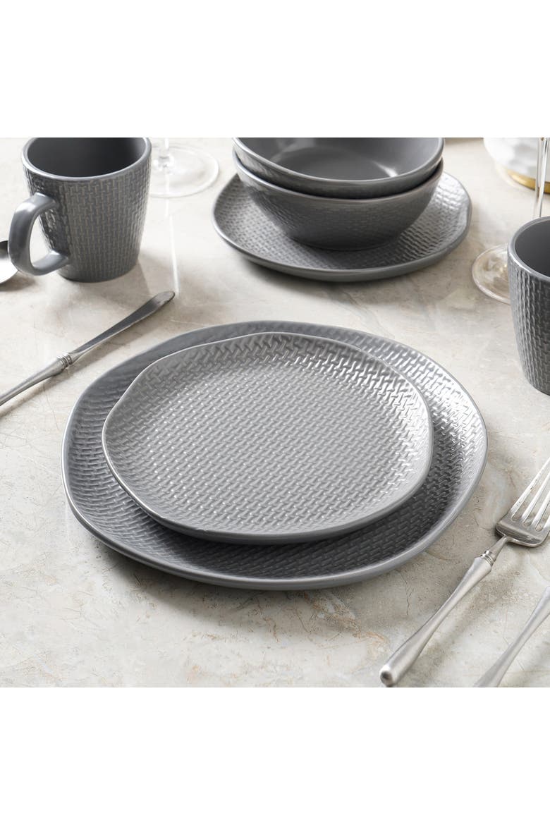 Abigael Stoneware 4-Piece Dinner Plate Set, Alternate, color, Gray