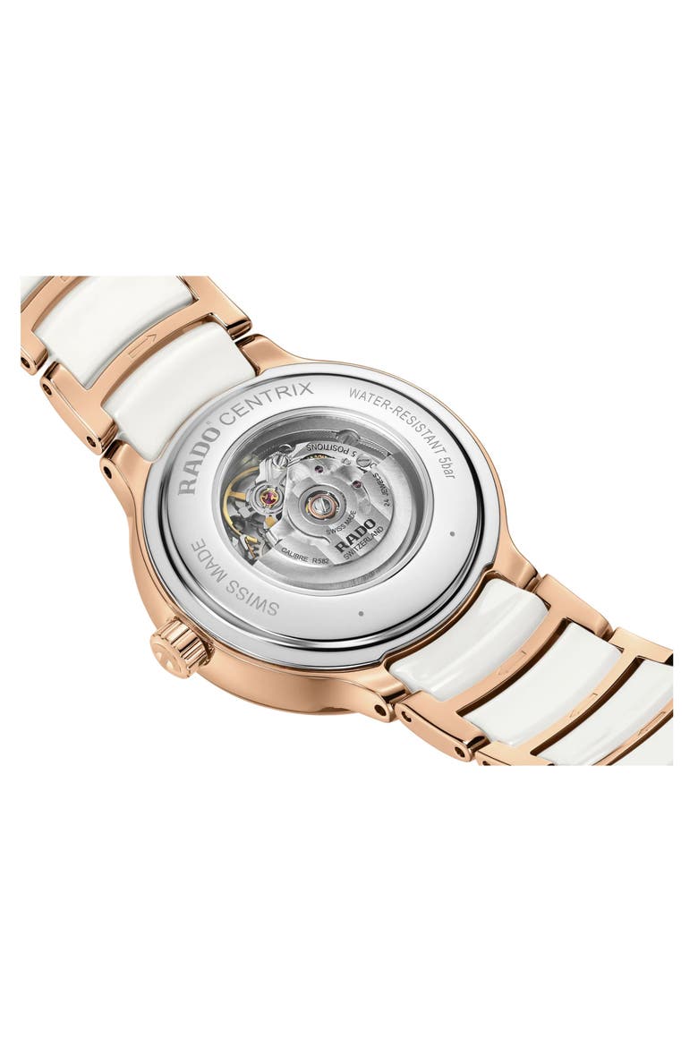 Centrix Diamond Ceramic Bracelet Watch, 35mm, Alternate, color, WHITE
