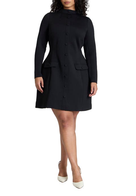 Mock Neck Mini Dress (Plus Available)